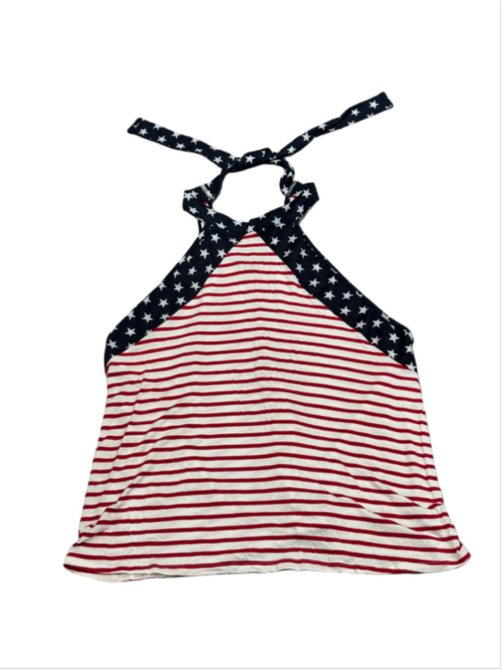 BiBi Patriotic Stars and Stripes Jersey Adjustable Halter High Neck Tank